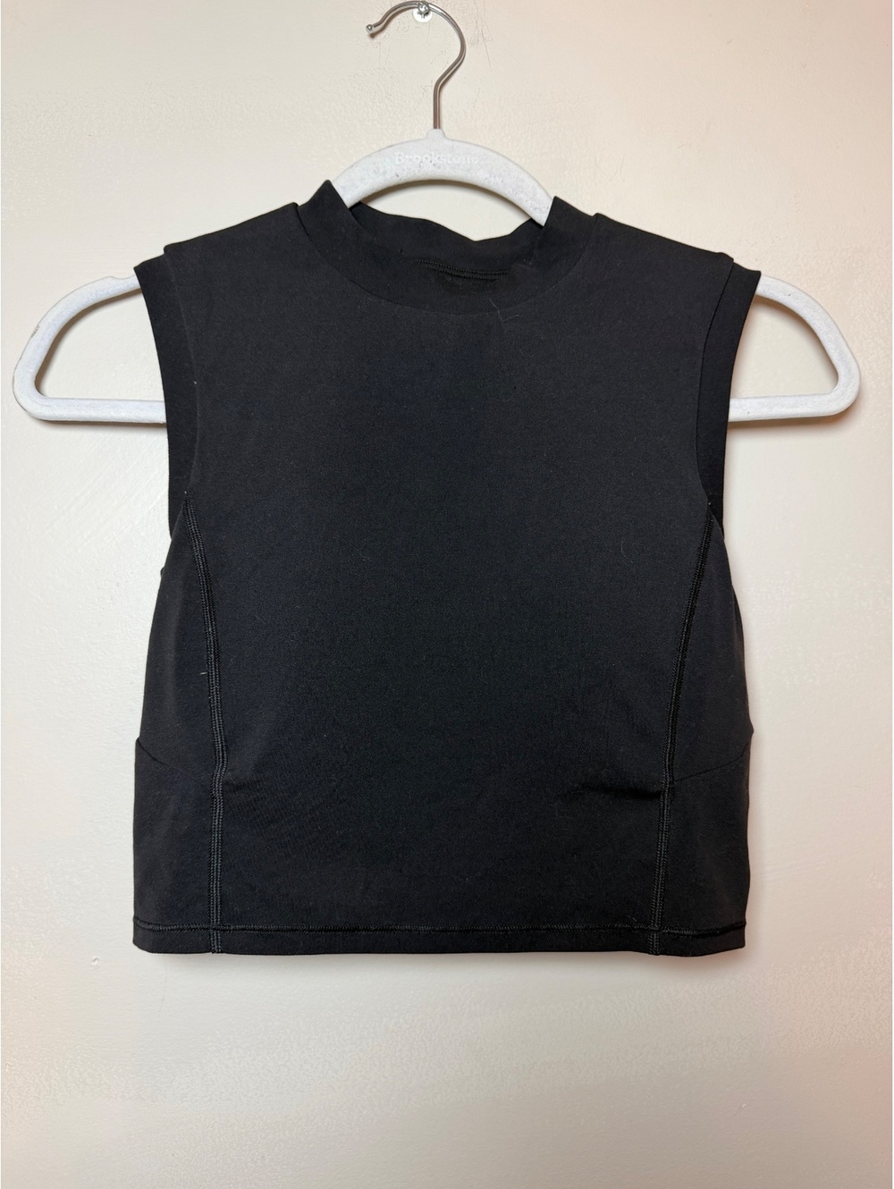 Lululemon Black Mock Neck Open Back Sleeveless Crop Top, Size 4